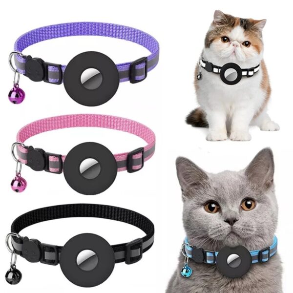 Reflective Collar Waterproof Holder Case For Airtag Air Tag Airtags Protective Cover Cat Pet Dog Kitten Puppy Nylon Collar