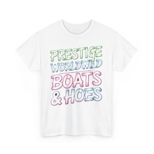Prestige Boats & Hoes Unisex Heavy Cotton Tee, Fun Graphic Tee, Casual Wear, Beach Day Shirt, Unique Gift for Friends, Summer Vibes