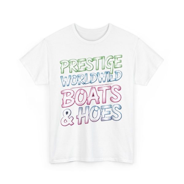 Prestige Boats & Hoes Unisex Heavy Cotton Tee, Fun Graphic Tee, Casual Wear, Beach Day Shirt, Unique Gift for Friends, Summer Vibes
