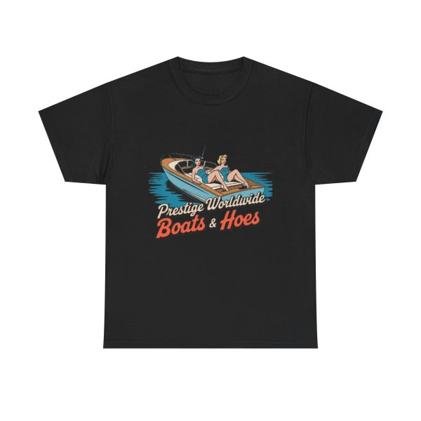 Prestige Worldwide Boats & Hoes Unisex Heavy Cotton Tee, Casual Summer Tee, Nautical Graphic Shirt, Funny Boat Lover Gift, Beach Day Apparel - Image 3