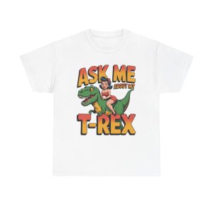Dino Rider Cotton Tee, Fun Graphic T-Shirt for Kids & Adults, Gift for Dino Lovers, Casual Wear, Birthday & Party Tee