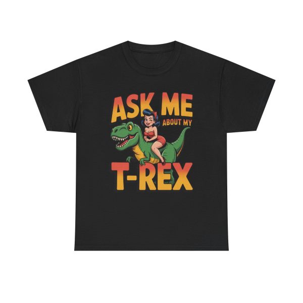 Dino Rider Cotton Tee, Fun Graphic T-Shirt for Kids & Adults, Gift for Dino Lovers, Casual Wear, Birthday & Party Tee - Image 3