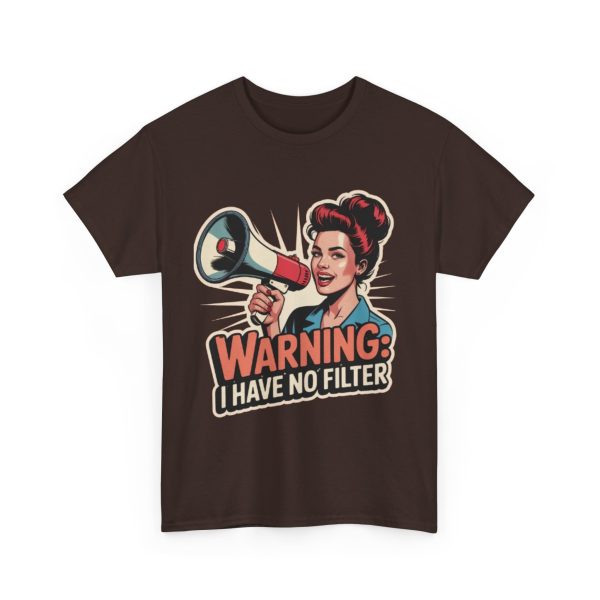 Unisex Heavy Cotton Tee: Warning No Filter Graphic Tee, Funny T-Shirt, Casual Wear, Gift for Friends, Conversation Starter - Image 4