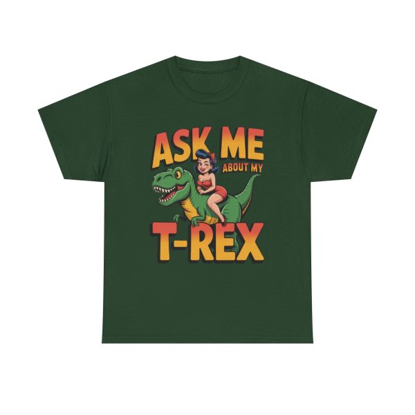 Dino Rider Cotton Tee, Fun Graphic T-Shirt for Kids & Adults, Gift for Dino Lovers, Casual Wear, Birthday & Party Tee - Image 4