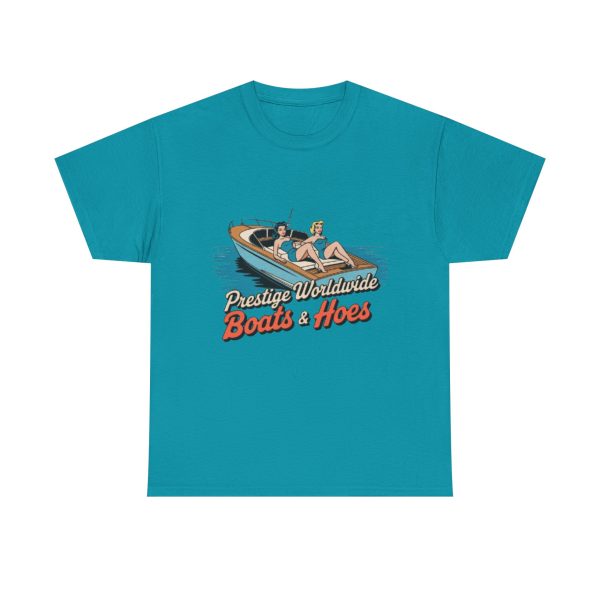 Prestige Worldwide Boats & Hoes Unisex Heavy Cotton Tee, Casual Summer Tee, Nautical Graphic Shirt, Funny Boat Lover Gift, Beach Day Apparel - Image 4