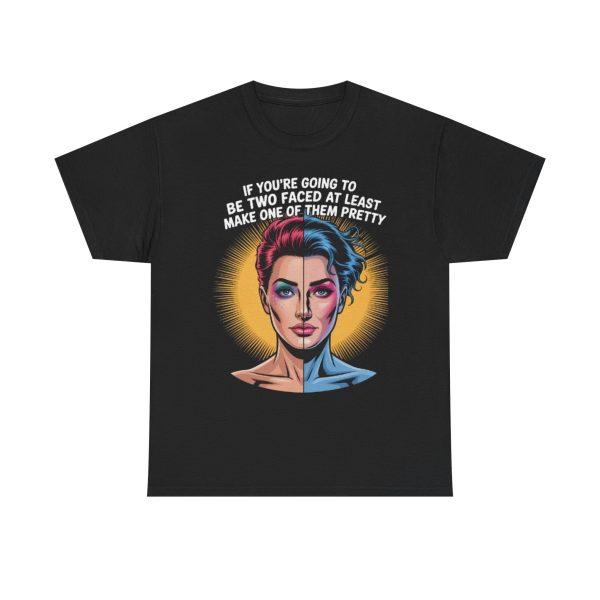 Unisex Heavy Cotton Tee with Dual-Colored Design, Gender-Neutral Graphic Shirt, Gift for Her, Festival Wear, Everyday Casual Top