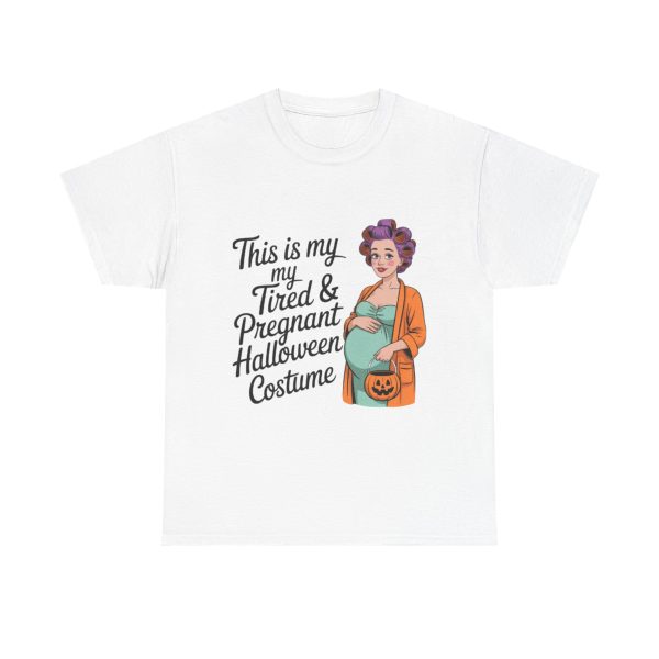 Unisex Heavy Cotton Tee with Tired & Pregnant Halloween Design, Cute Maternity Shirt, Funny Halloween Costume Tee, Expecting Mom Gift, [...]