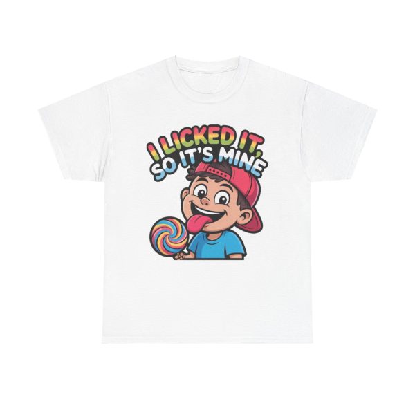 Playful Unisex Tee: 'I Licked It So It's Mine' Shirt, Soft Cotton Tee for Kids, Gift for Birthdays, Fun Casual Wear, Retro Childhood Vibe